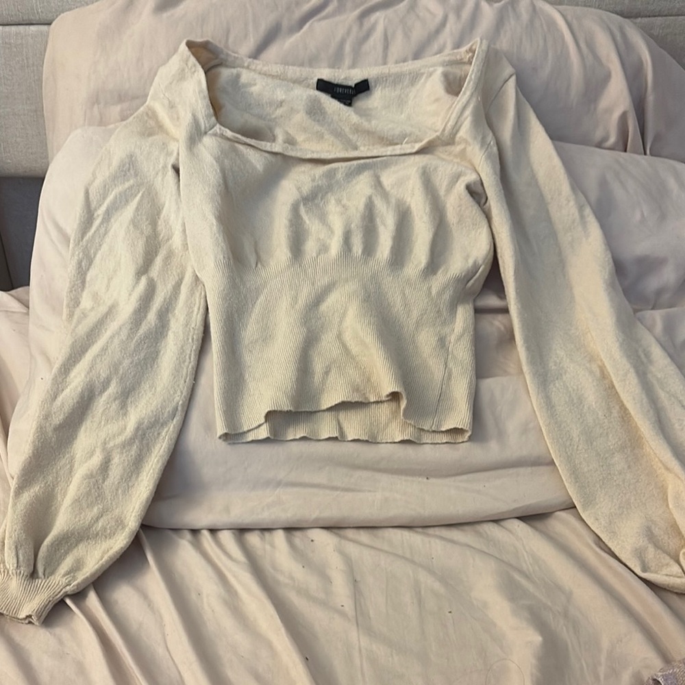 Cream Long Sleeve Women's Top